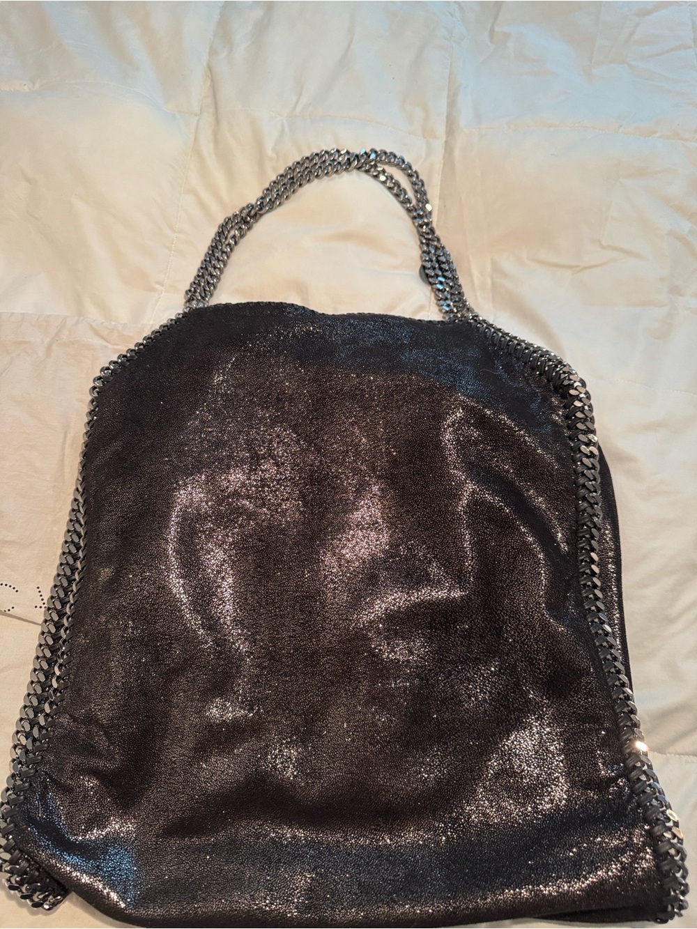 Stella McCartney Black Metallic XL Falabella tote bag